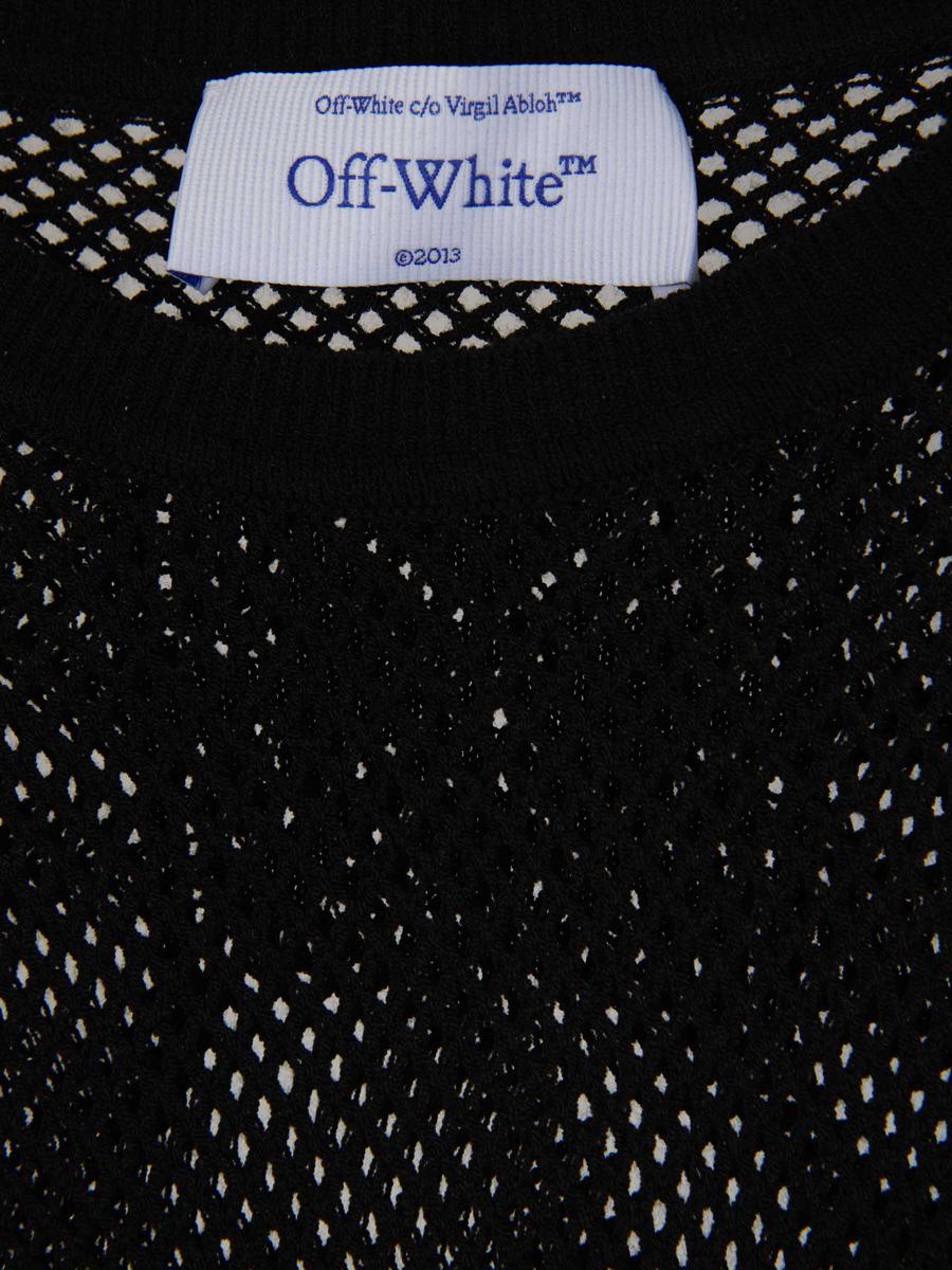 Strukturiertes Top mit Lochmuster in Off-White