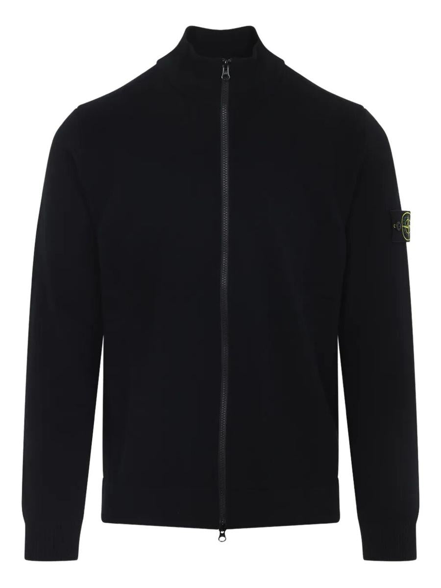 Stone Island – Strickjacke aus Wolle mit durchgehendem Reißverschluss und hohem Kragen