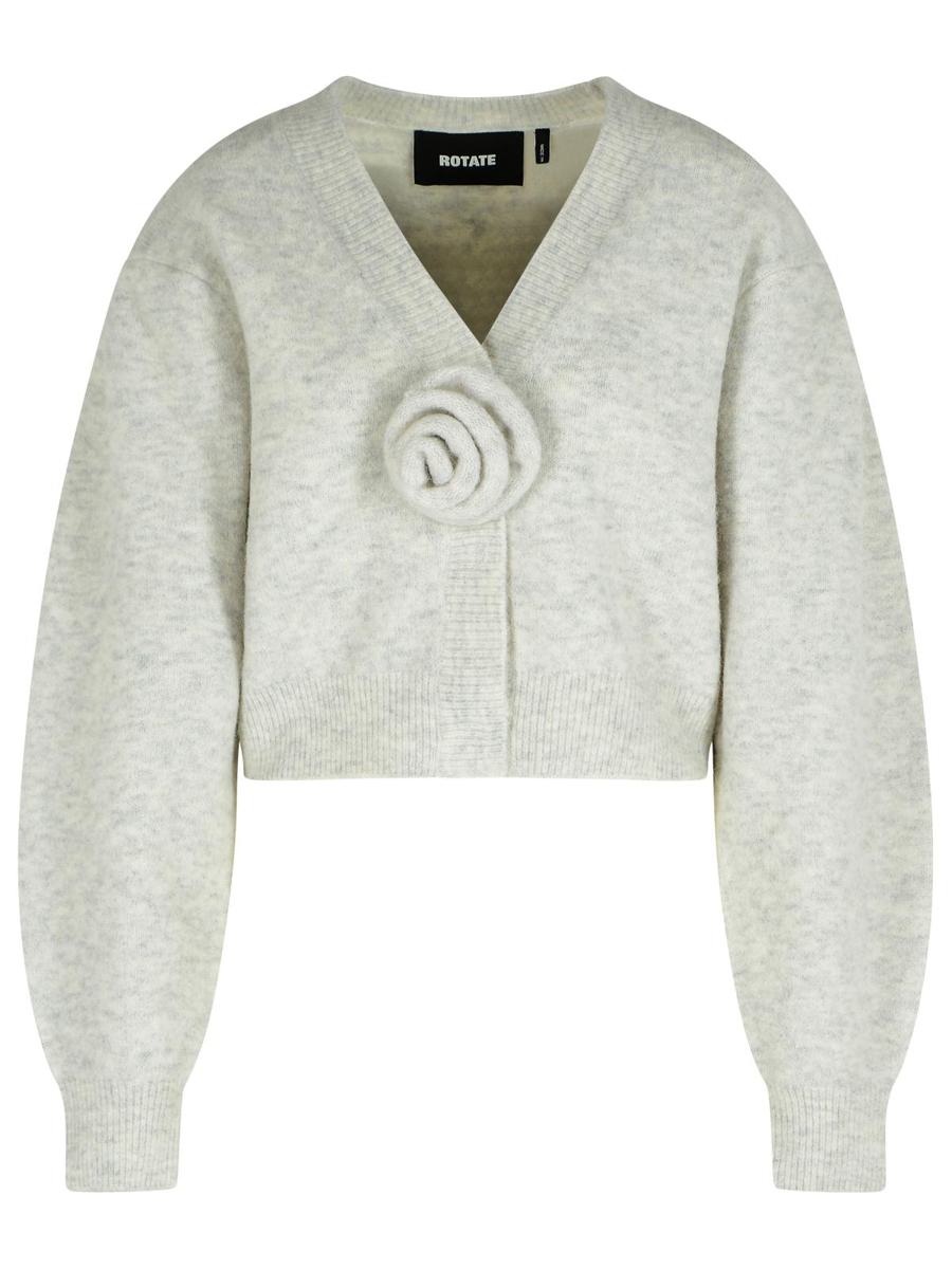 Rotate Birger Christensen – Hellgraue Strickjacke aus Alpaka-Mischgewebe