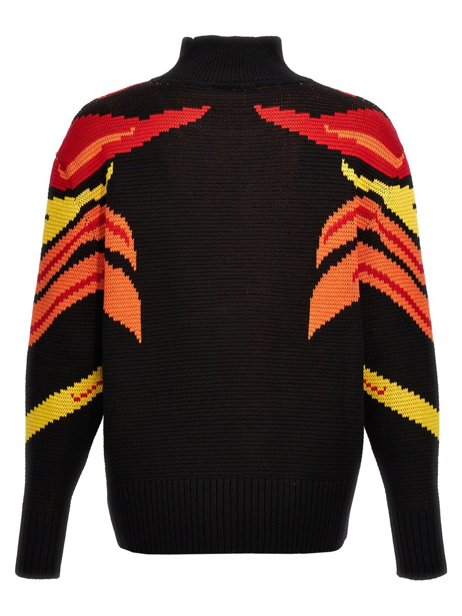 Blaumarmorierter Jacquardpullover