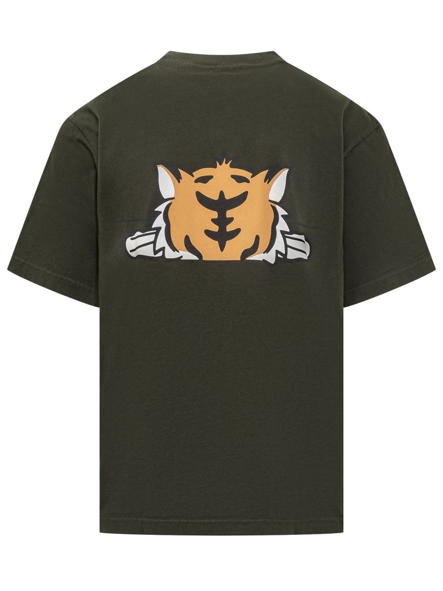 Kenzo Kenzo Herren Grünes T-Shirt mit Tiger-Print