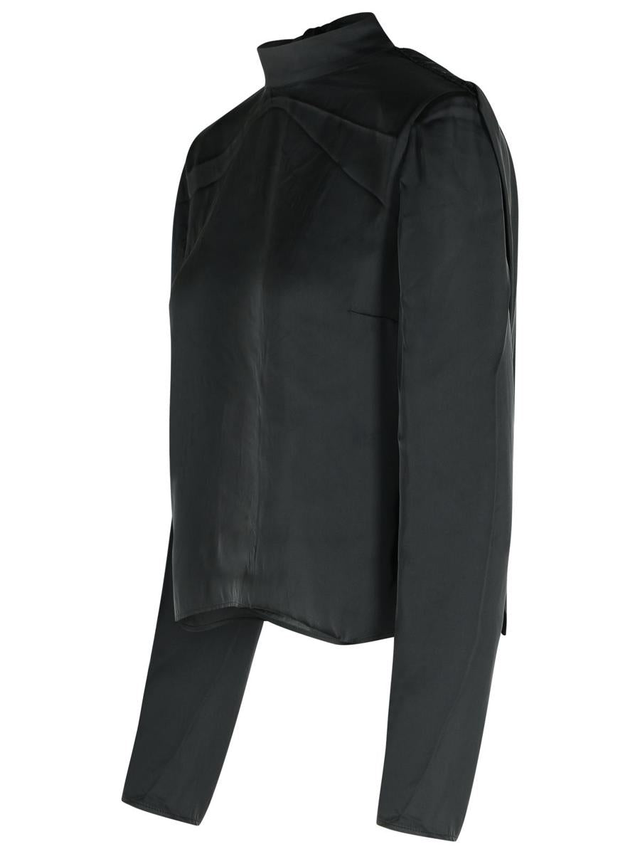 Rotate Birger Christensen – Drapiertes Oberteil aus schwarzem Polyester