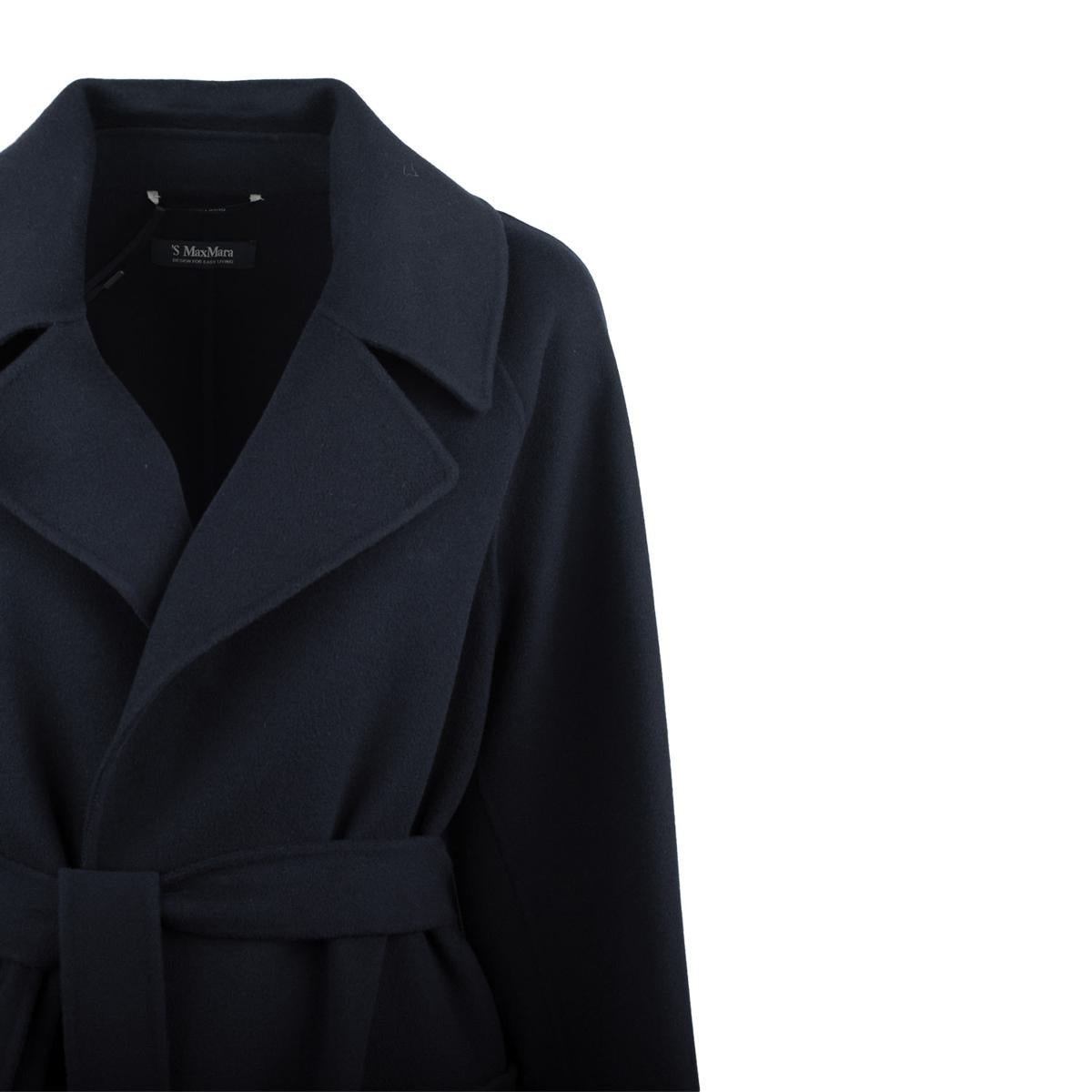 Max Mara – Langer Morgenmantel aus Wolle in Mitternachtsblau