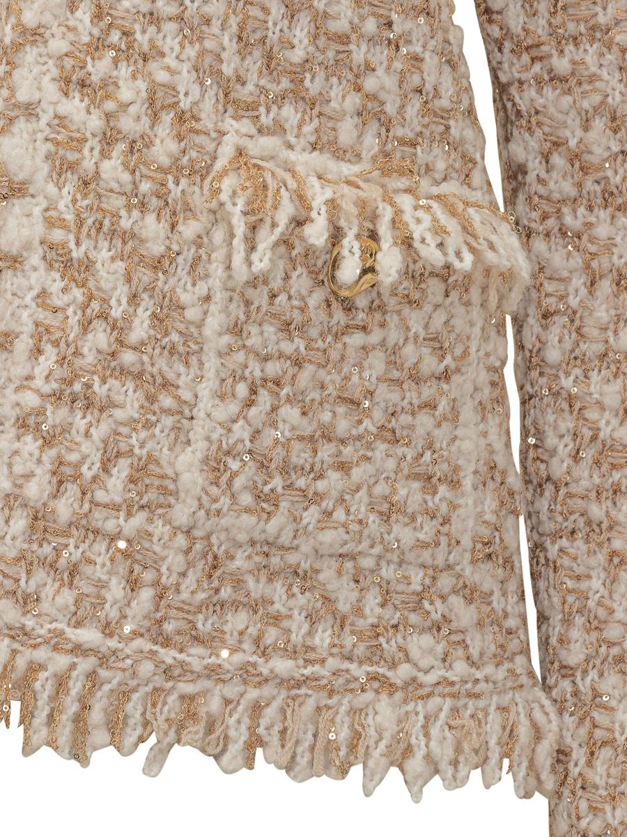 Fabiana Filippi Beige Bouclé-Jacke mit Fransen von Fabiana Filippi