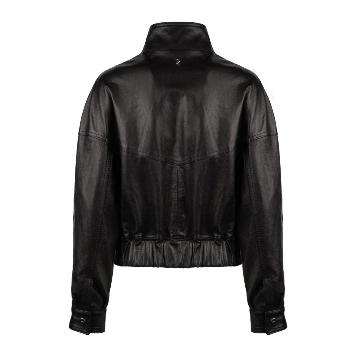Dondup – Schmale Bomberjacke aus Nappaleder in Schwarz