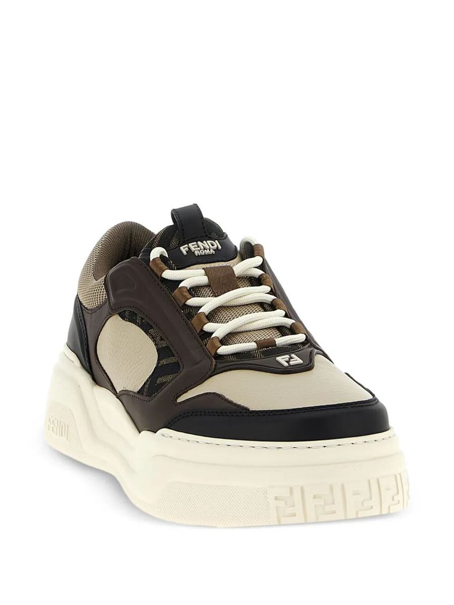 Fendi Force Leder-Sneakers mit FF-Jacquard- und Mesh-Details Schuhe