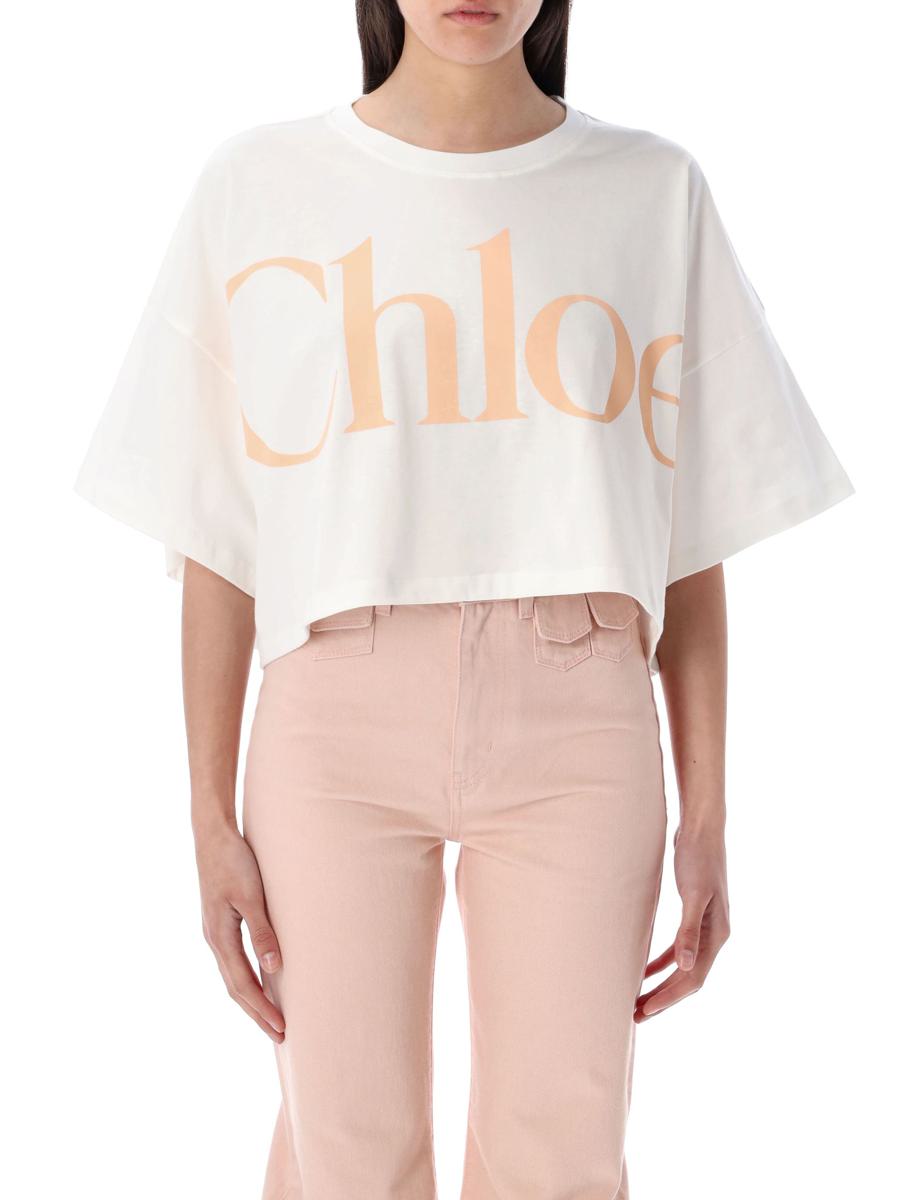 Chloé – Übergroßes, kurzes T-Shirt mit Logo