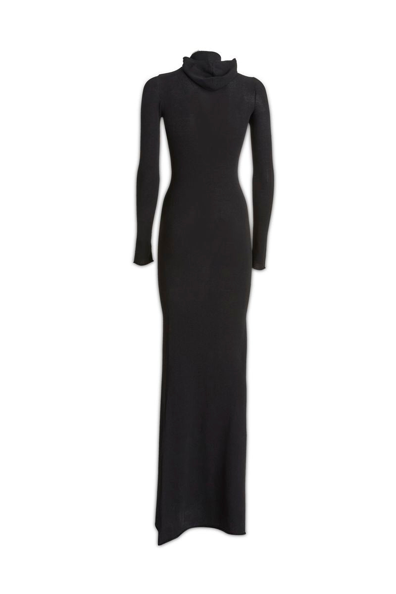 Off-White langes Kleid mit hohem Kragen