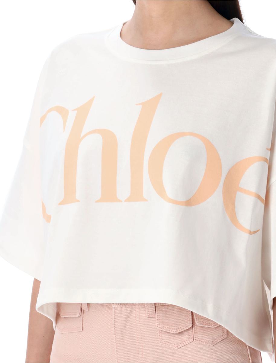 Chloé – Übergroßes, kurzes T-Shirt mit Logo