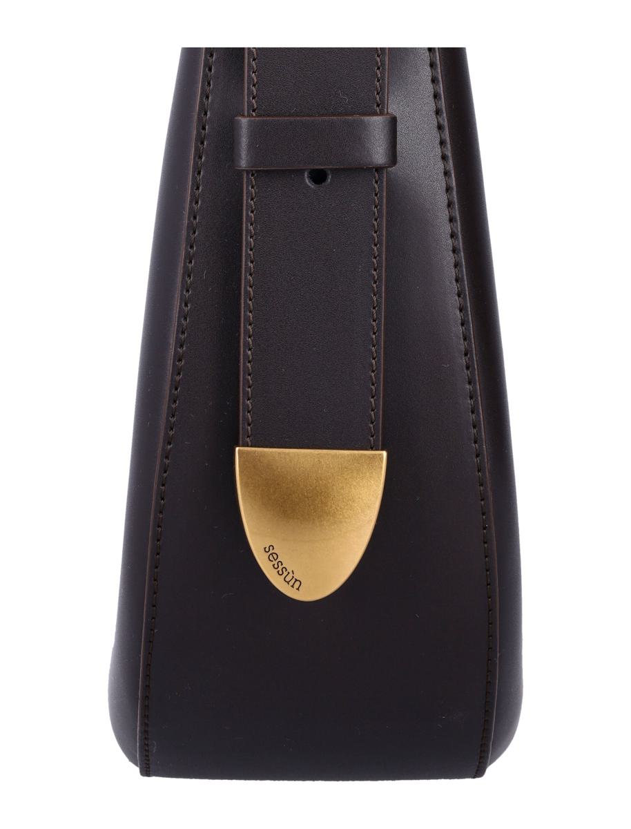 Sessun Grandre Amo Hobo-Tasche aus Leder mit bronzefarbenen Details