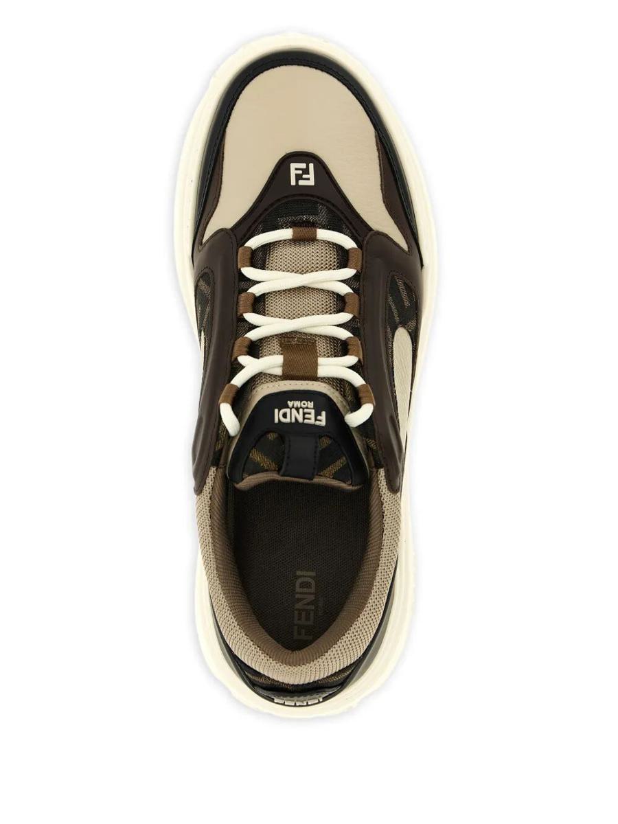 Fendi Force Leder-Sneakers mit FF-Jacquard- und Mesh-Details Schuhe