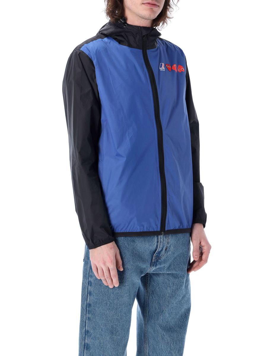 Comme Des Garçons Play – Zweifarbige, wasserdichte Jacke mit Reißverschluss und Kapuze