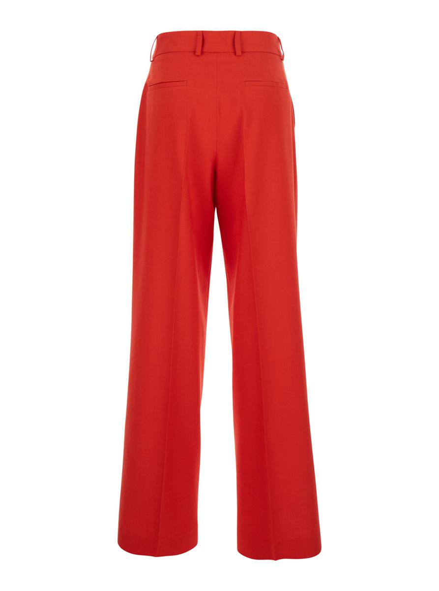 Rote, taillierte Hose mit Gürtelschlaufen aus Viskosemischung für Damen