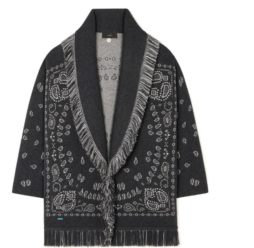 Alanui Cardigan Jacquard Bandana Anthrazit/Mehrfarbig