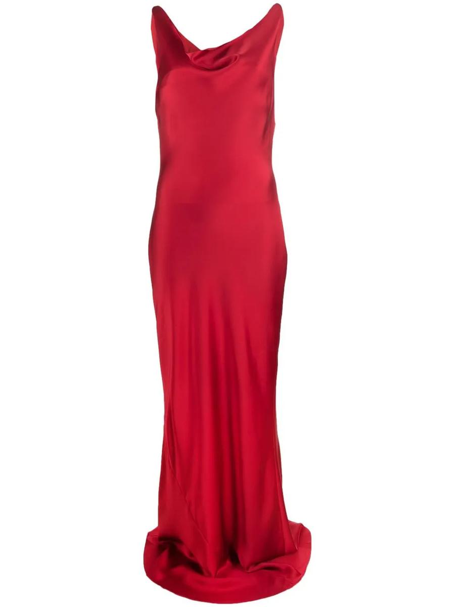 Norma Kamali Maria Abendkleid mit Wasserfallausschnitt