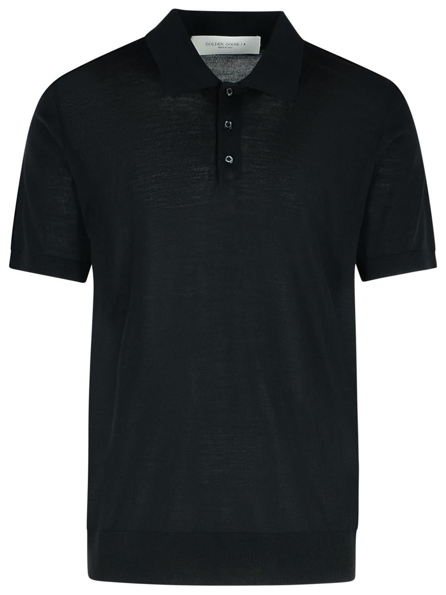 Golden Goose Poloshirt aus schwarzer Schurwolle