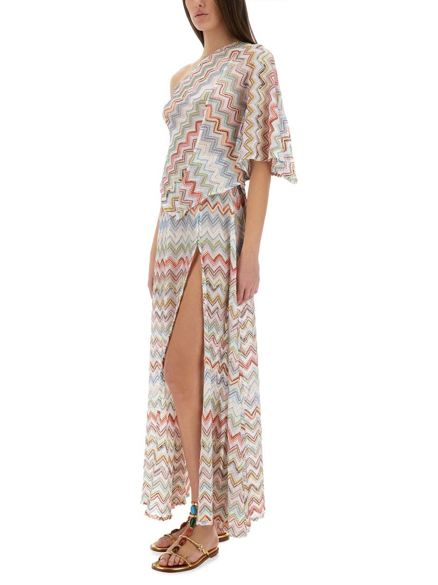 Missoni One-Shoulder-Top mit 3D-Lamé-Zickzackmustern