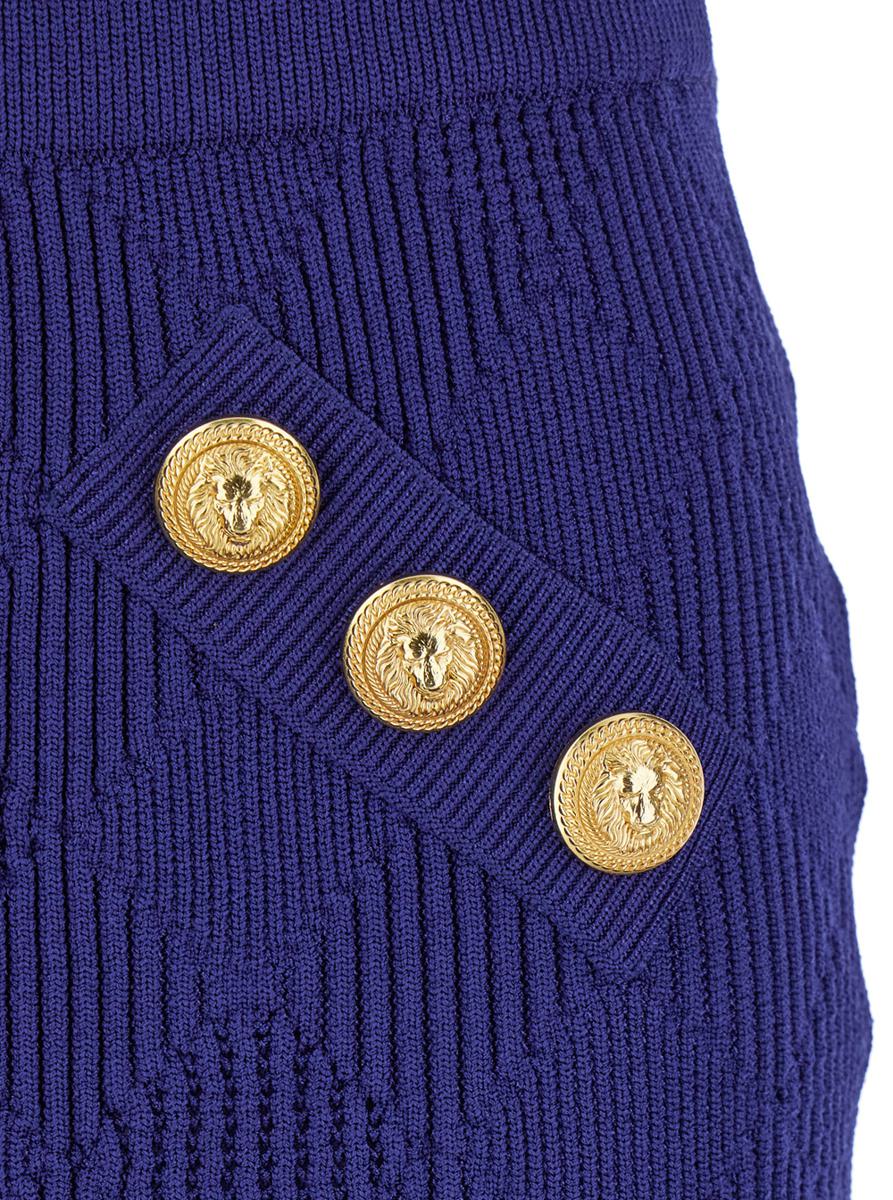 Blauer Minirock mit Schmuckknöpfen aus Viskosemischung für Damen