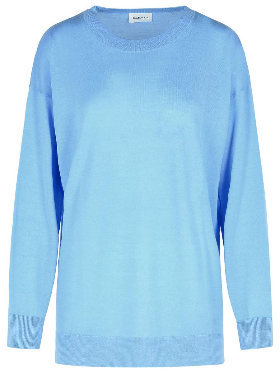 PAROSH „Over“-Pullover aus hellblauer Wollmischung
