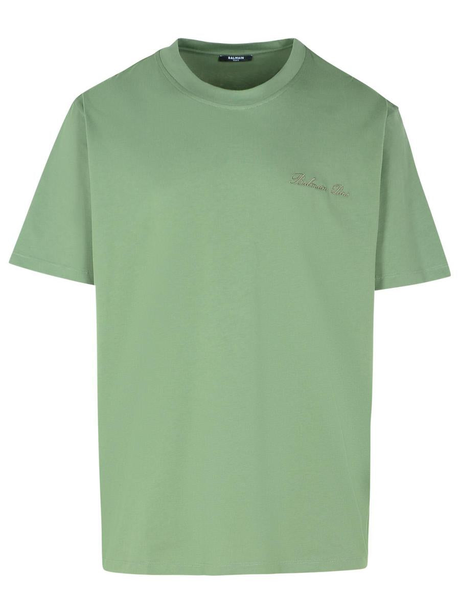 Balmain Grünes Baumwoll-T-Shirt