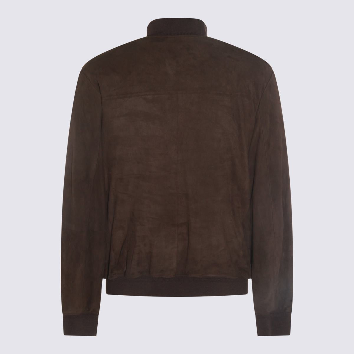 Canali Braune Lederjacke