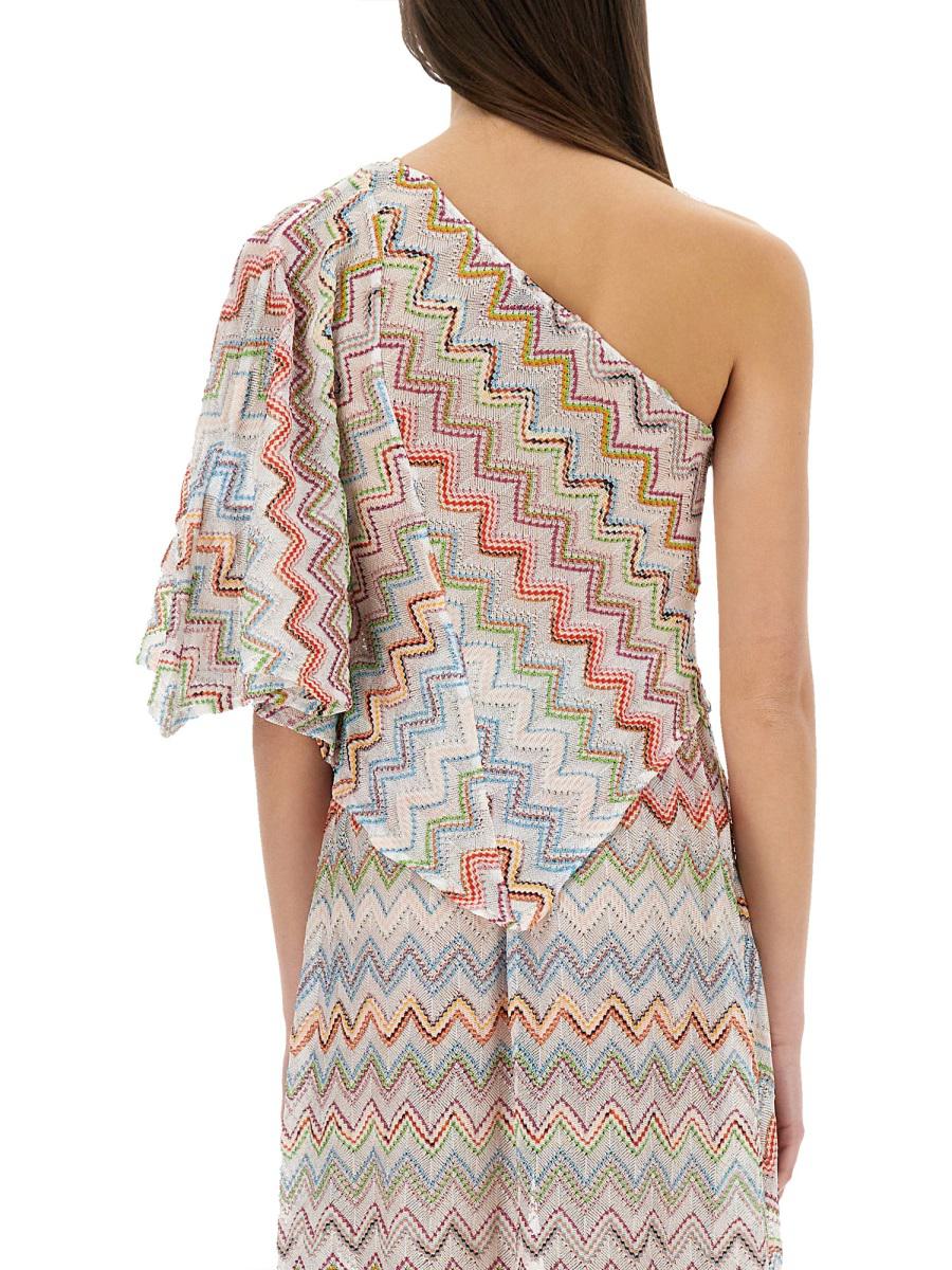Missoni One-Shoulder-Top mit 3D-Lamé-Zickzackmustern