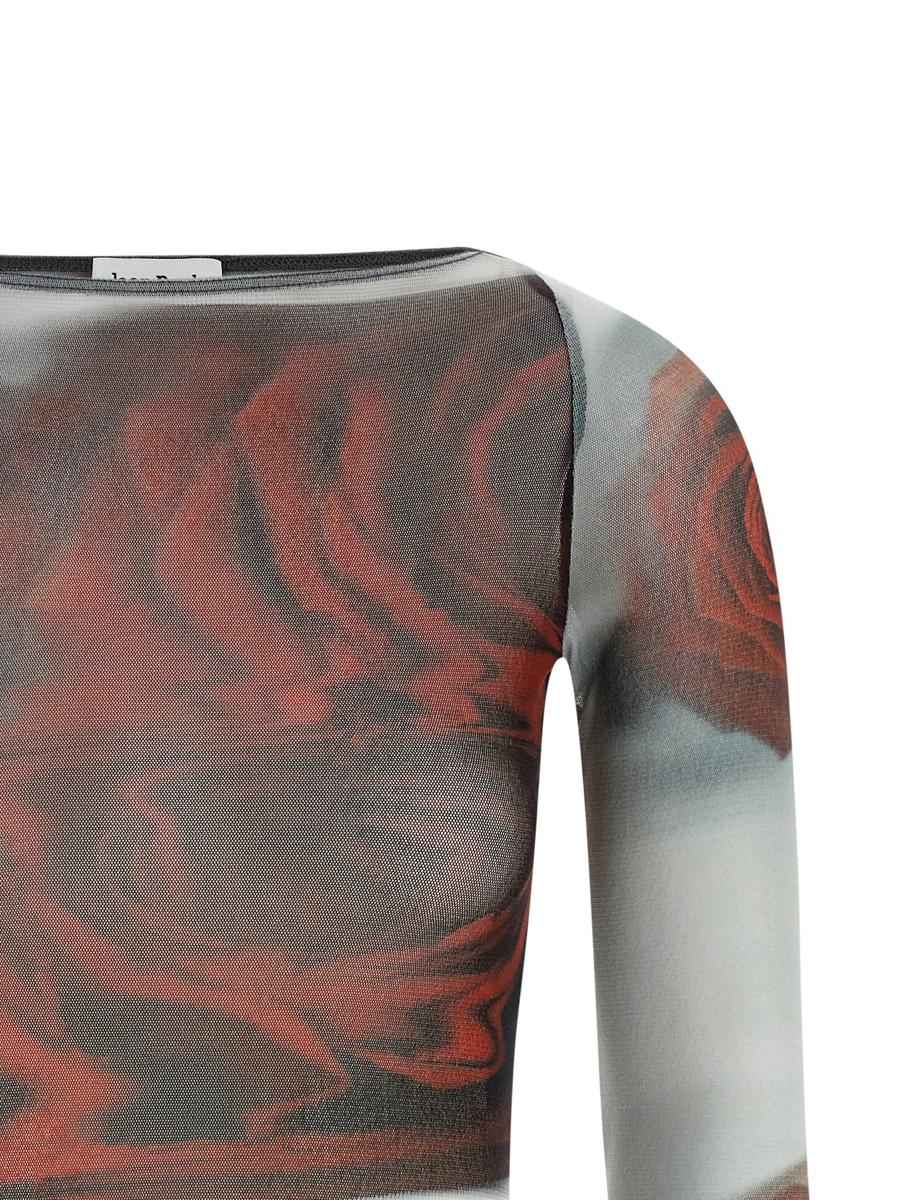 Jean Paul Gaultier „The Red Blurry Roses“-Top