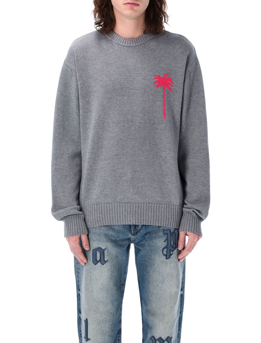 Palm Angels – Strickpullover mit Palmen-Inlay