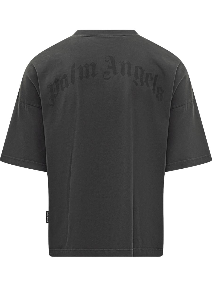 Palm Angels Palm Angels – Schwarzes T-Shirt mit Logo am Hals