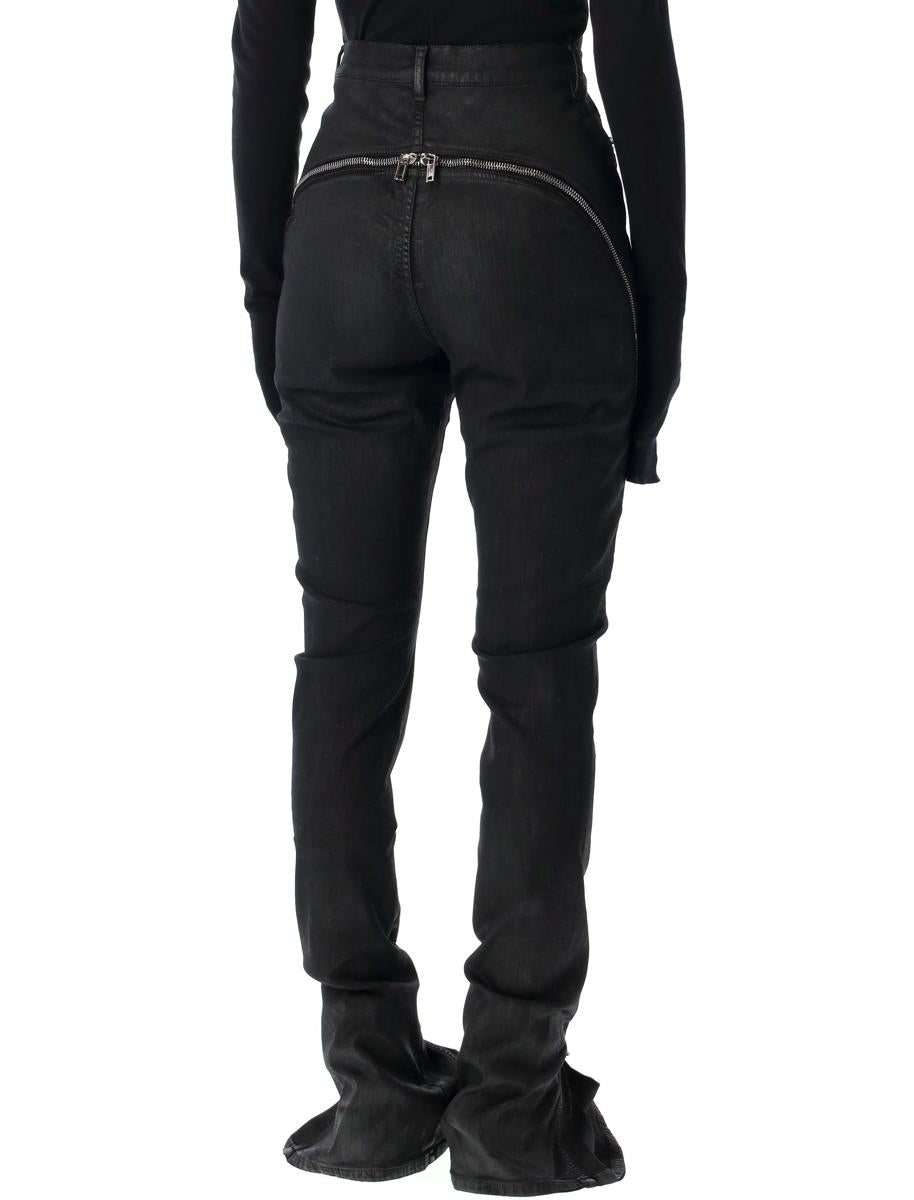 Rick Owens Drkshdw Bolan Banana Schwarze gewachste Jeans