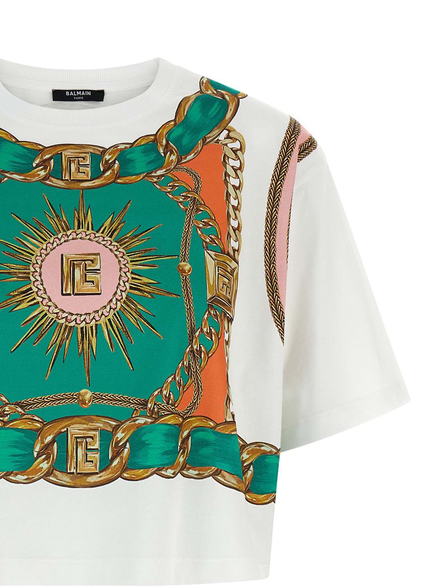 Balmain – T-Shirt mit „Balmain Foulard“-Print