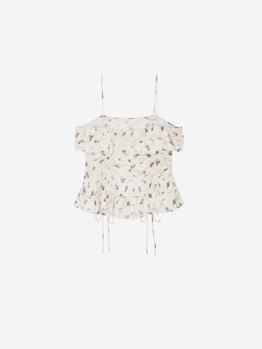 Bedrucktes Satin-Top von Ganni