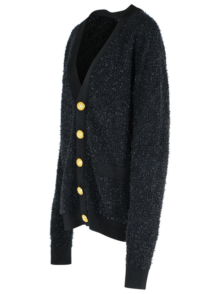 Balmain – Schwarze Strickjacke aus Baumwollmischung