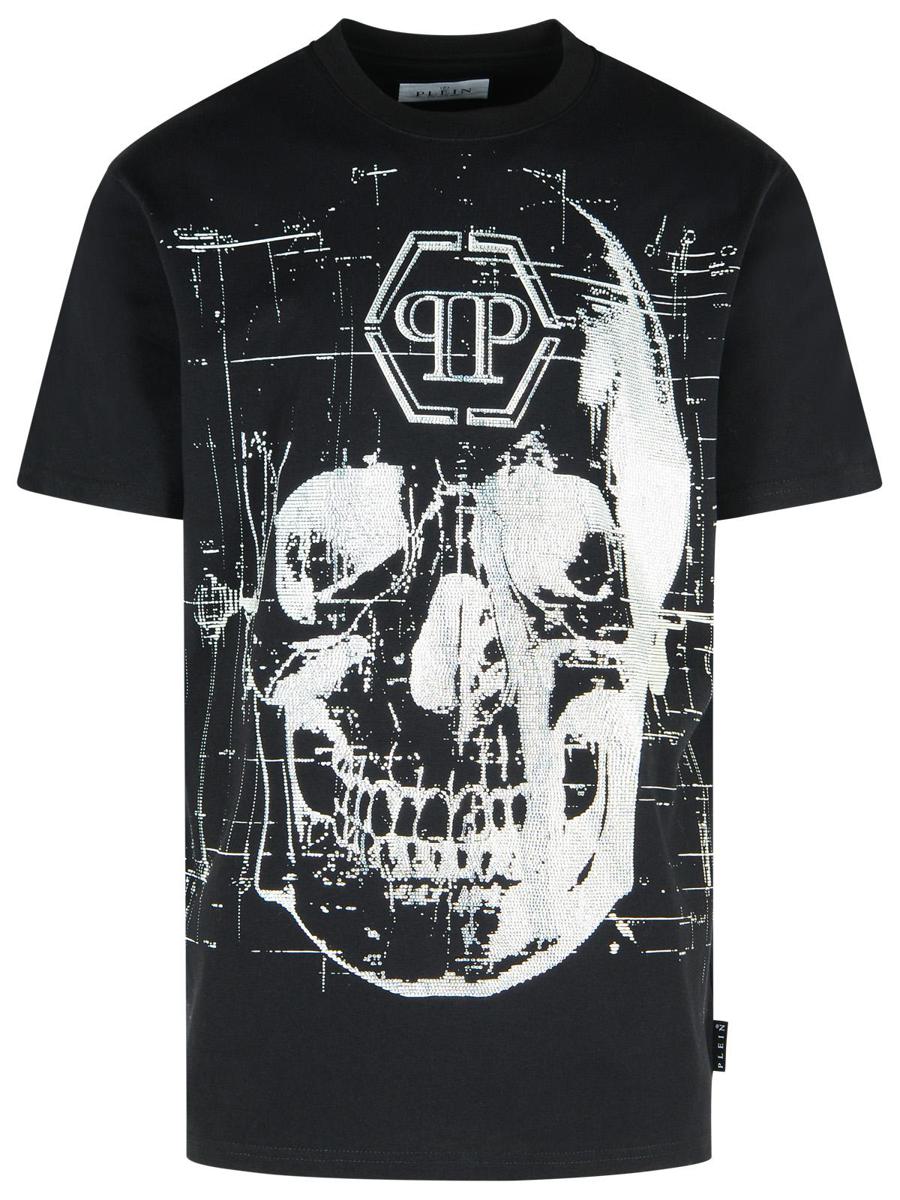 Schwarzes Baumwoll-T-Shirt von Philipp Plein