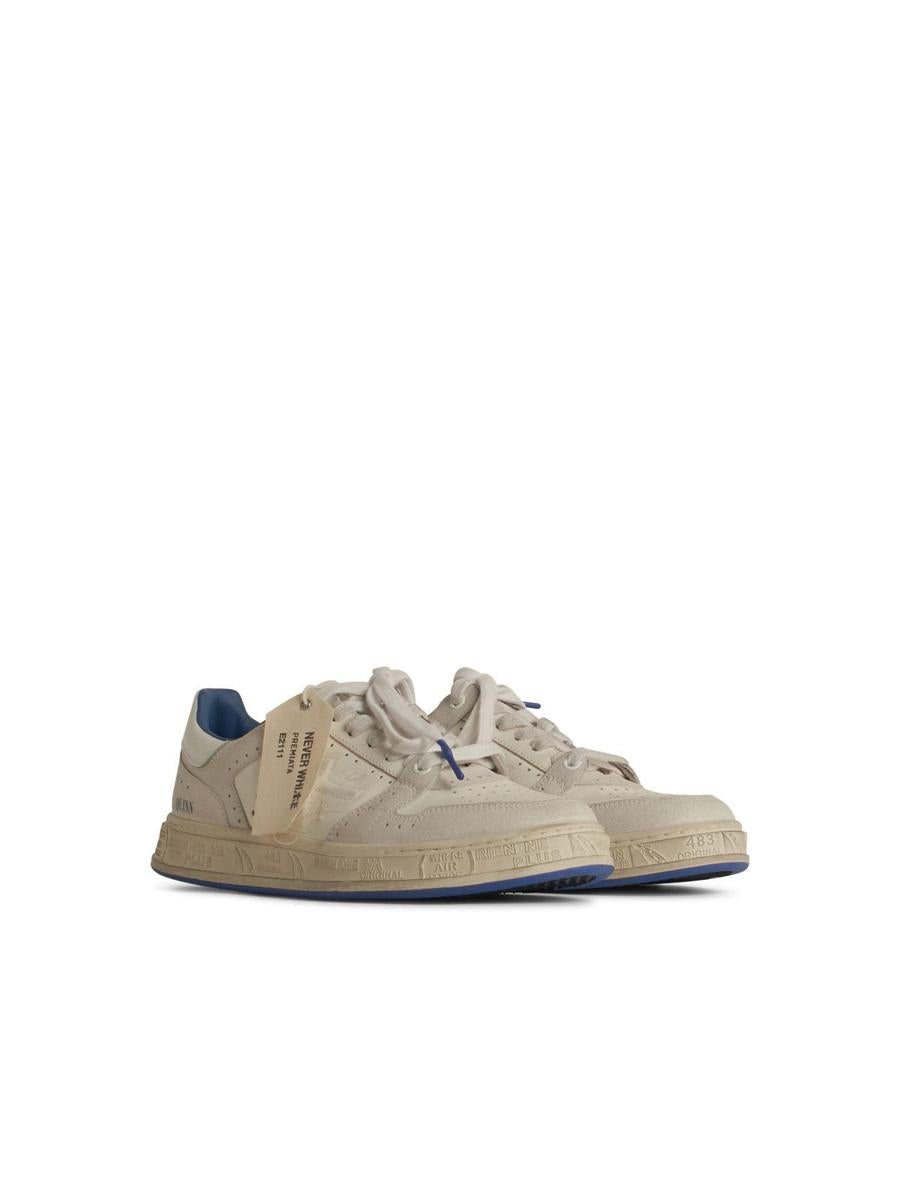 Premiata „Quinn Blu“ weiße Ledersneaker