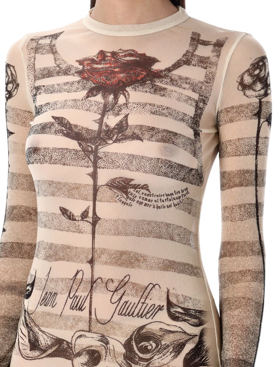 Jean Paul Gaultier Mesh Tatoo Mariner Langes Kleid