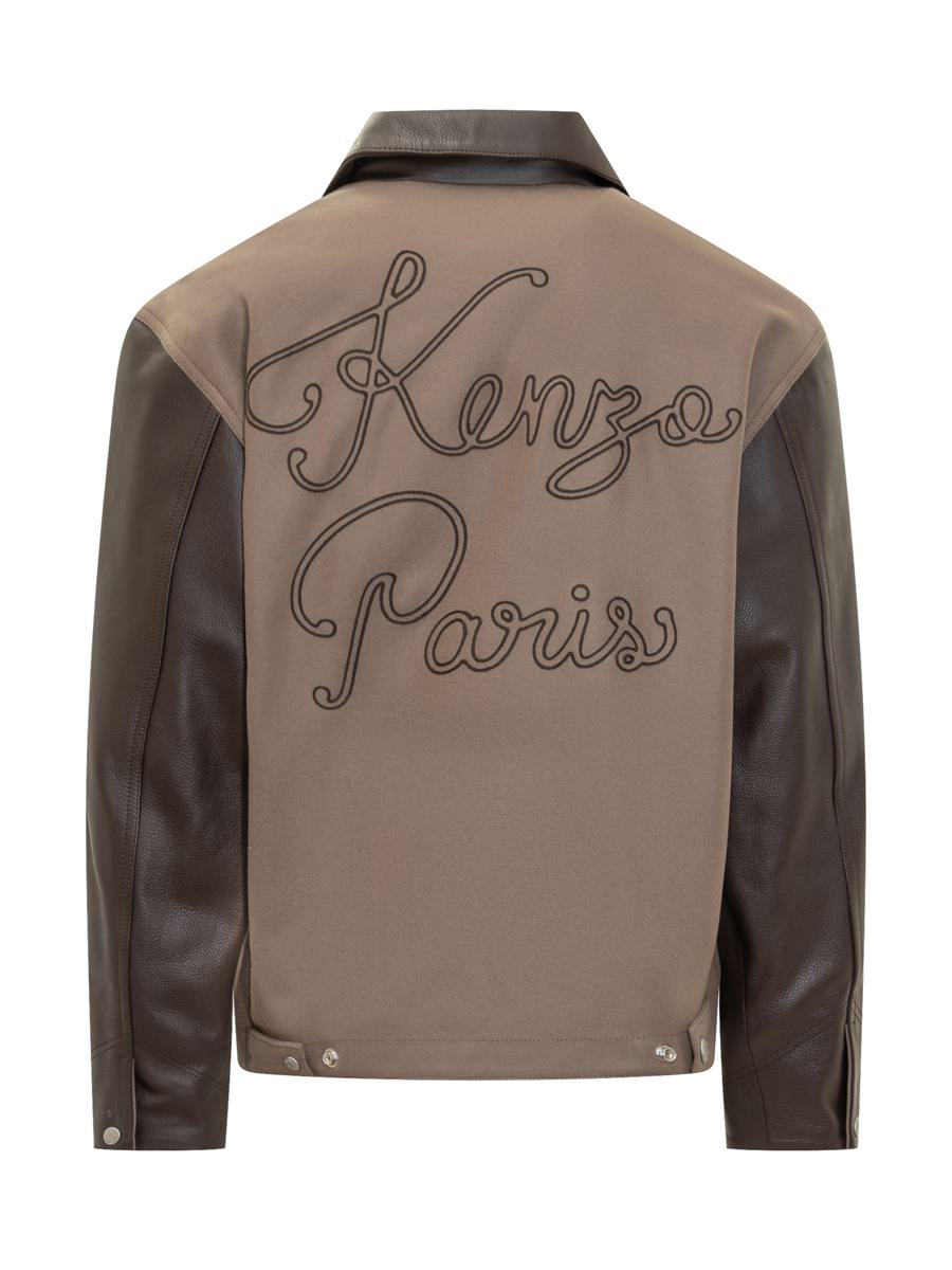 Kenzo Kenzo Zweifarbige Bomberjacke aus Leder und Stoff für Herren