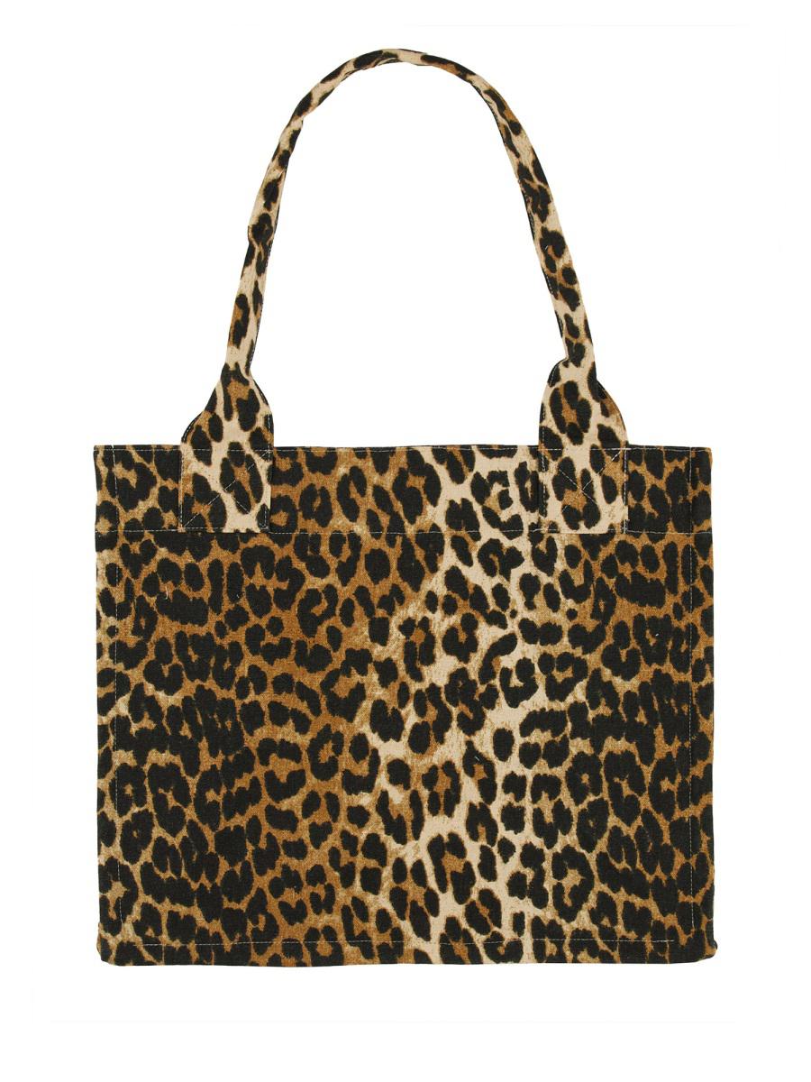 Ganni – Tragetasche mit Leopardenmuster
