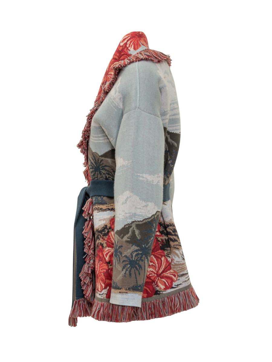 Alanui Alanui – Strickjacke mit tropischem Muster und roten Blumen