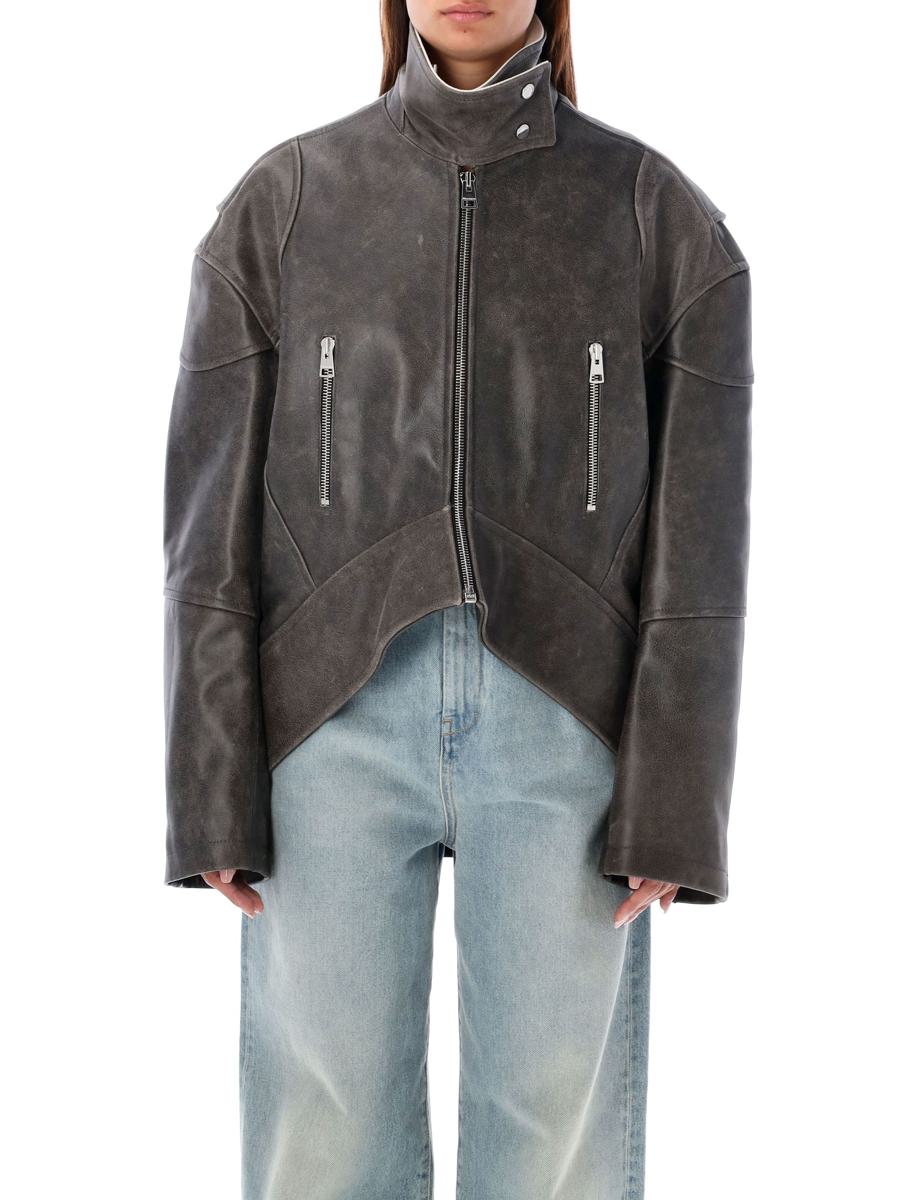JW Anderson Lederjacke mit abgerundetem Saum