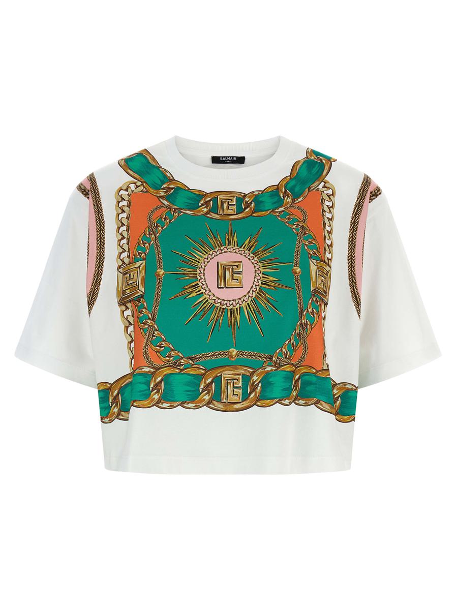 Balmain – T-Shirt mit „Balmain Foulard“-Print