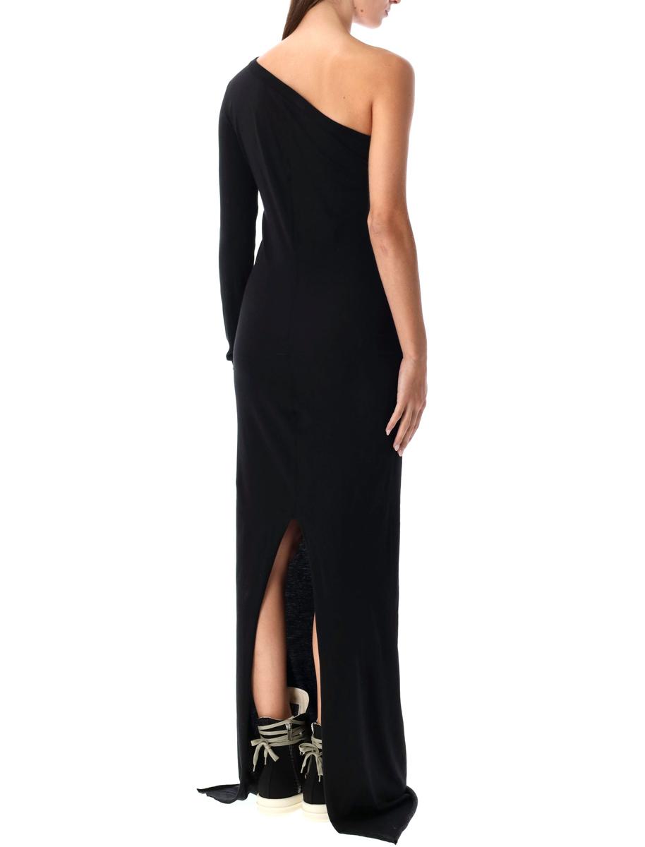 Rick Owens Drkshdw Ziggy One-Shoulder-Kleid aus schwarzem Baumwolljersey