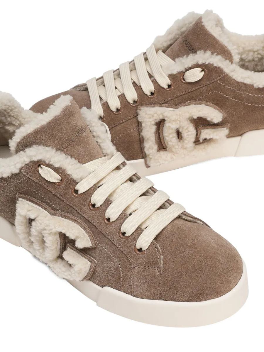 Dolce & Gabbana – Wildleder-Sneakers mit Lammfellfutter