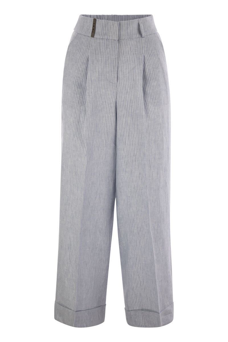 Peserico Leinenhose mit Streifenmuster
