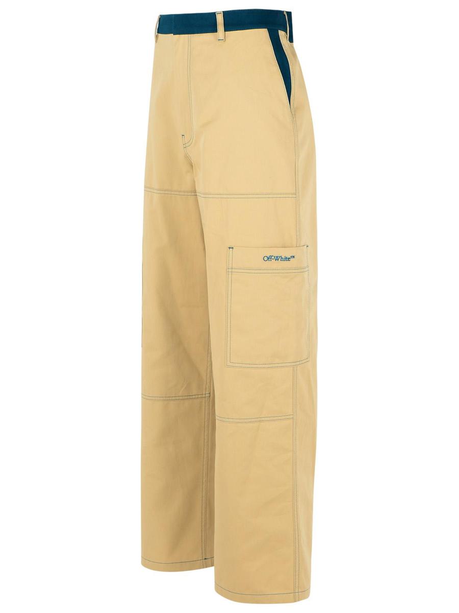 Beigefarbene Cargohose aus Baumwolle in Off-White