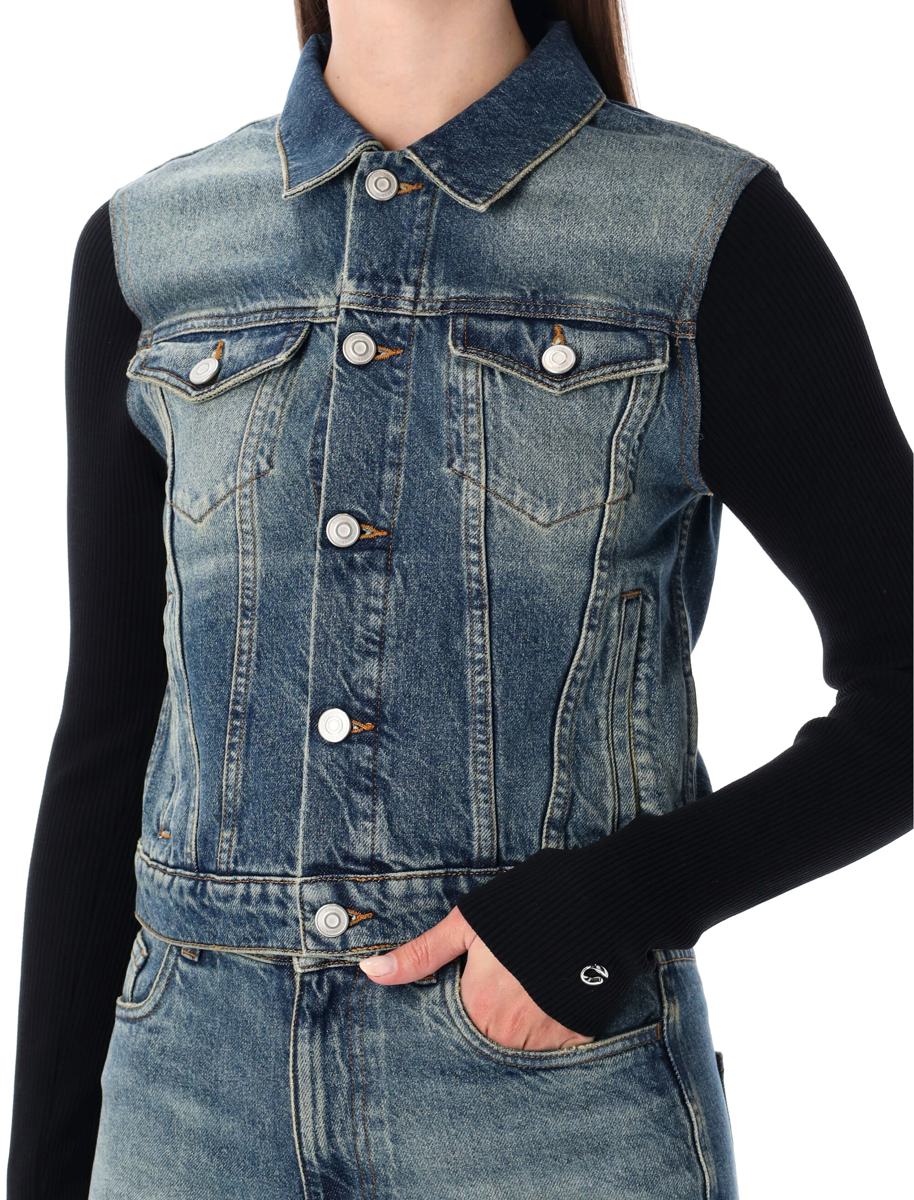 Coperni Hybrid-Jacke aus Rippstrick und Denim im Trompe-L'Œil-Stil