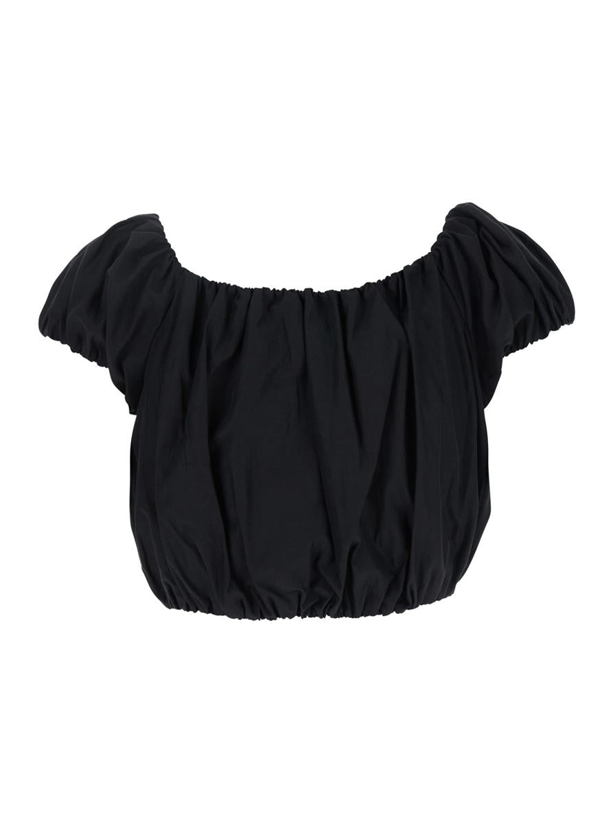 „Whitely“ Schwarzes Top mit Ballondesign aus Baumwollmischung für Damen
