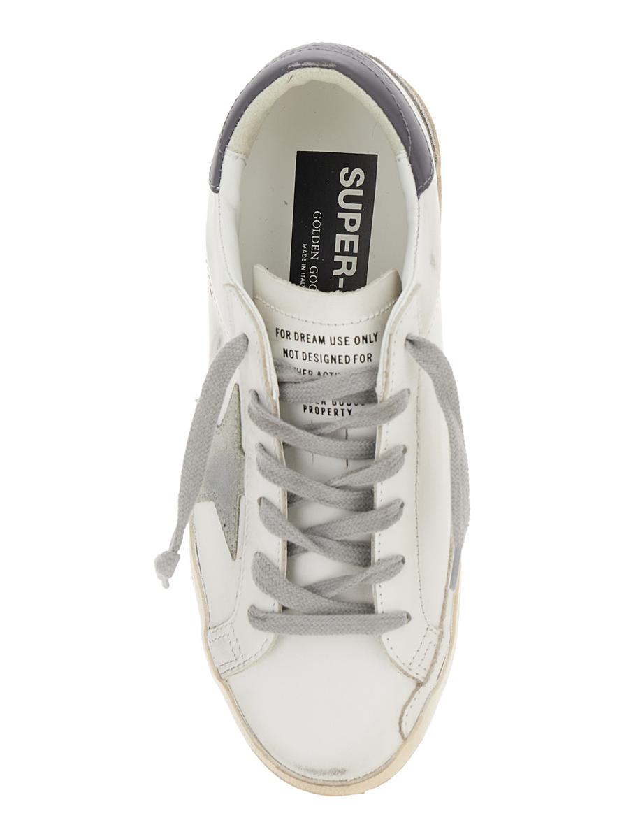 Weiße Low-Top-Sneakers mit Stern-Patch aus Vintage-Leder für Damen