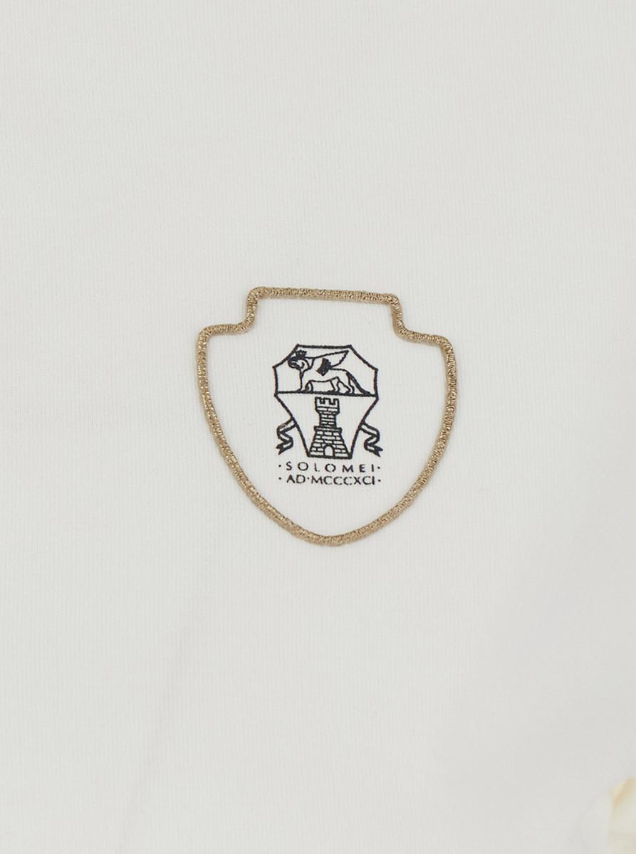 Weißes Poloshirt mit Logo-Aufdruck auf der Vorderseite aus Baumwolljersey für Damen