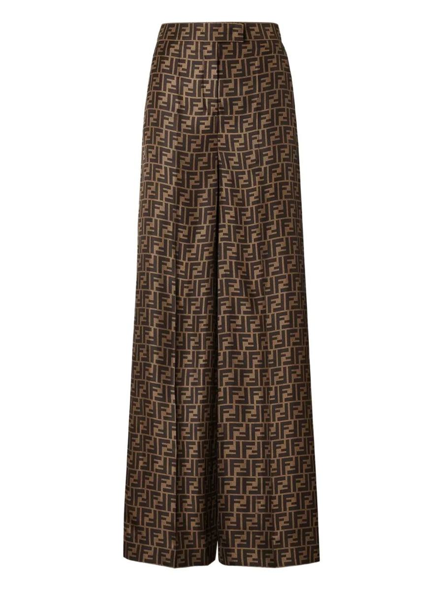 Fendi – Hose mit weitem Bein aus Seidentwill mit FF-Muster